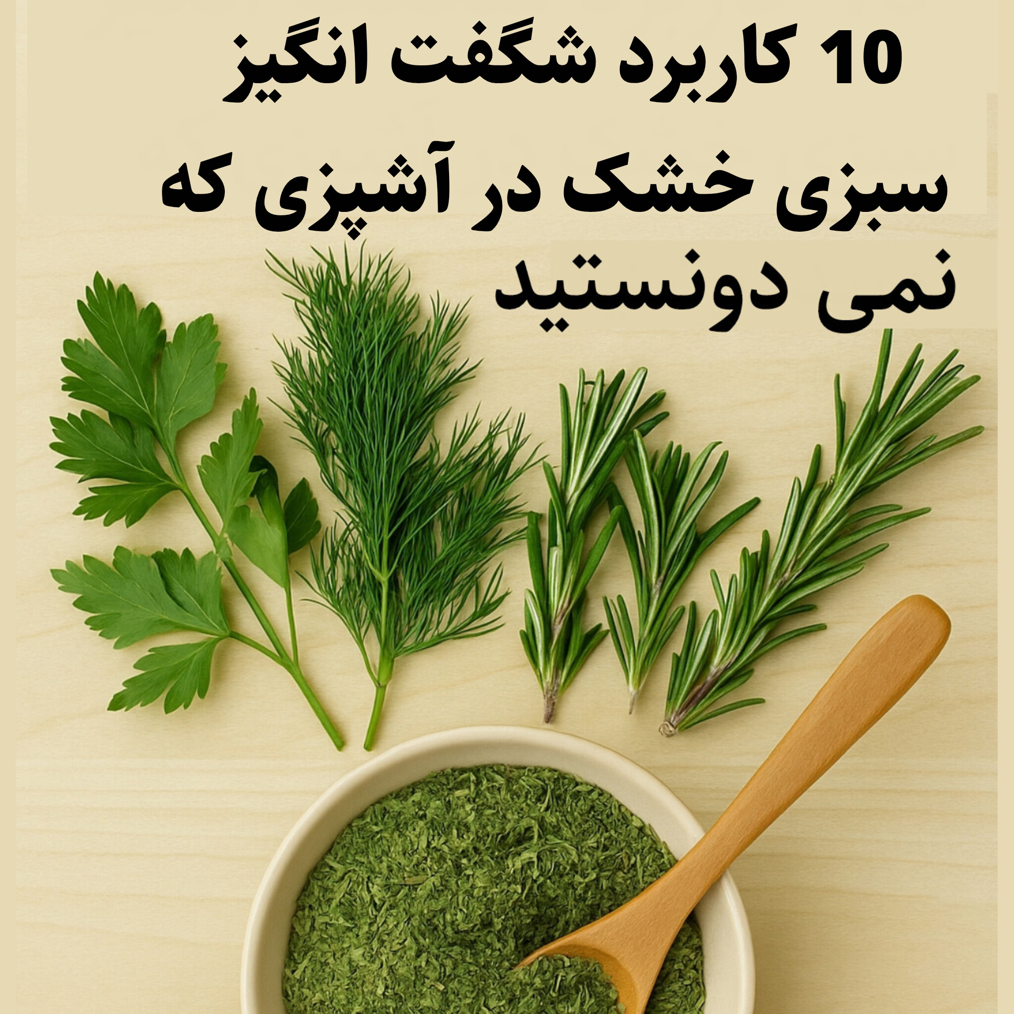 کاربردهای سبزی خشک در آشپزی مثل طعم‌دهی به غذا، تزئین، سوپ و خورش